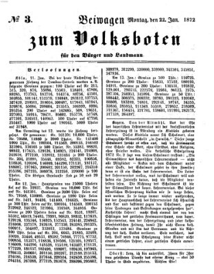 Der Volksbote für den Bürger und Landmann Montag 22. Januar 1872