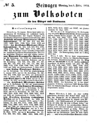 Der Volksbote für den Bürger und Landmann Montag 5. Februar 1872