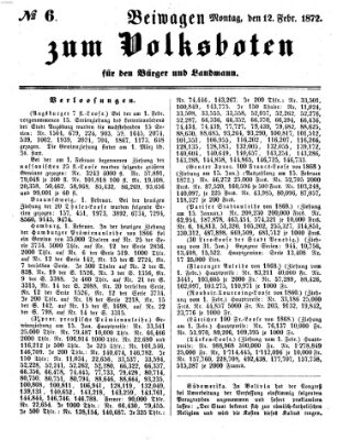 Der Volksbote für den Bürger und Landmann Montag 12. Februar 1872