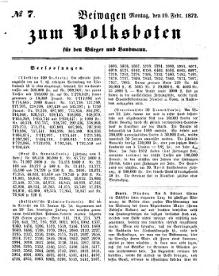 Der Volksbote für den Bürger und Landmann Montag 19. Februar 1872