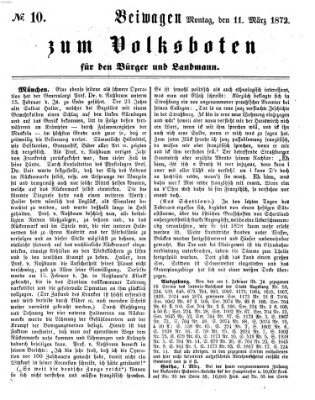 Der Volksbote für den Bürger und Landmann Montag 11. März 1872