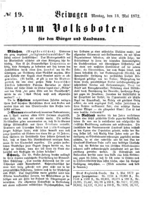 Der Volksbote für den Bürger und Landmann Montag 13. Mai 1872