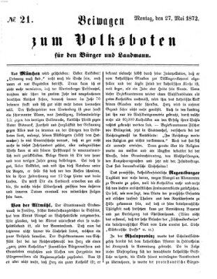 Der Volksbote für den Bürger und Landmann Montag 27. Mai 1872