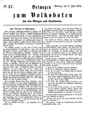 Der Volksbote für den Bürger und Landmann Montag 8. Juli 1872