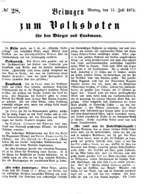 Der Volksbote für den Bürger und Landmann Montag 15. Juli 1872