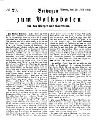 Der Volksbote für den Bürger und Landmann Montag 22. Juli 1872