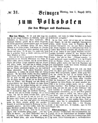 Der Volksbote für den Bürger und Landmann Montag 5. August 1872