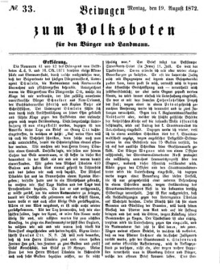Der Volksbote für den Bürger und Landmann Montag 19. August 1872