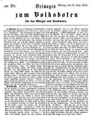 Der Volksbote für den Bürger und Landmann Montag 23. September 1872