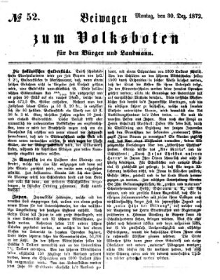 Der Volksbote für den Bürger und Landmann Montag 30. Dezember 1872