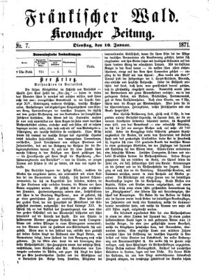 Fränkischer Wald Dienstag 10. Januar 1871