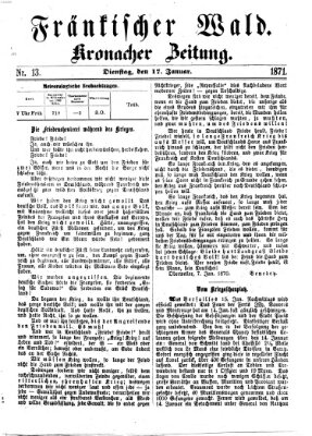 Fränkischer Wald Dienstag 17. Januar 1871