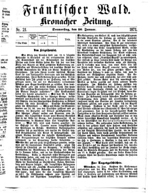 Fränkischer Wald Donnerstag 26. Januar 1871