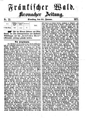 Fränkischer Wald Dienstag 31. Januar 1871