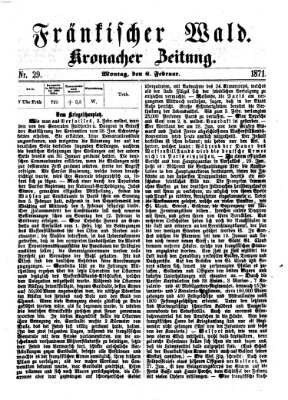 Fränkischer Wald Montag 6. Februar 1871