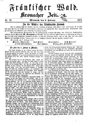 Fränkischer Wald Mittwoch 8. Februar 1871