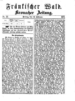 Fränkischer Wald Freitag 10. Februar 1871