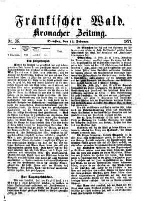 Fränkischer Wald Dienstag 14. Februar 1871