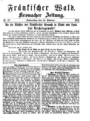 Fränkischer Wald Donnerstag 16. Februar 1871