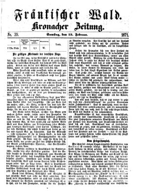 Fränkischer Wald Samstag 18. Februar 1871