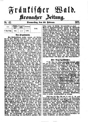 Fränkischer Wald Donnerstag 23. Februar 1871