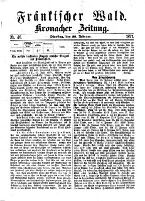 Fränkischer Wald Dienstag 28. Februar 1871