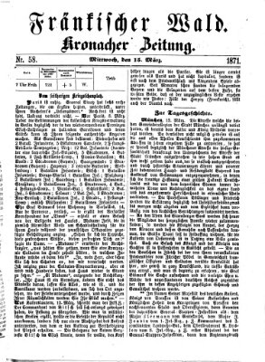 Fränkischer Wald Mittwoch 15. März 1871