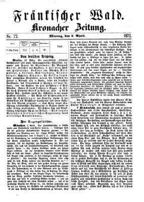 Fränkischer Wald Montag 3. April 1871