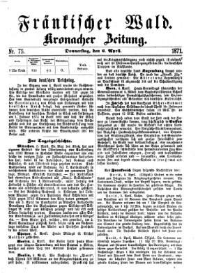 Fränkischer Wald Donnerstag 6. April 1871