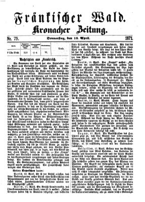 Fränkischer Wald Donnerstag 13. April 1871