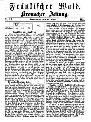 Fränkischer Wald Donnerstag 20. April 1871