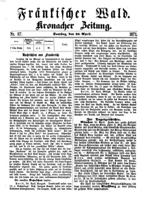 Fränkischer Wald Samstag 22. April 1871