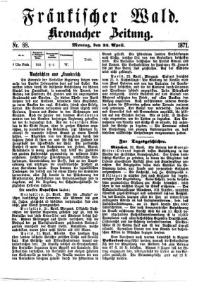 Fränkischer Wald Montag 24. April 1871