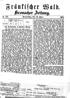 Fränkischer Wald Donnerstag 15. Juni 1871