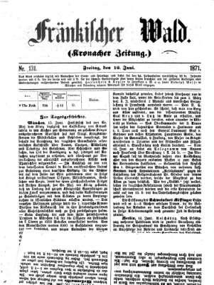 Fränkischer Wald Freitag 16. Juni 1871