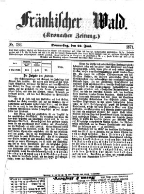 Fränkischer Wald Donnerstag 22. Juni 1871