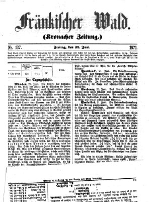 Fränkischer Wald Freitag 23. Juni 1871