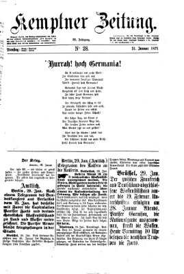 Kemptner Zeitung Dienstag 31. Januar 1871