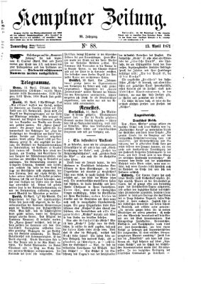 Kemptner Zeitung Donnerstag 13. April 1871