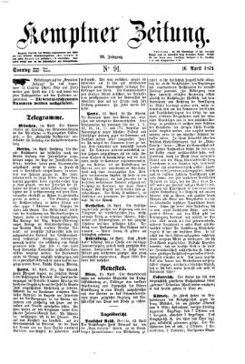 Kemptner Zeitung Sonntag 16. April 1871