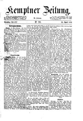 Kemptner Zeitung Dienstag 25. April 1871