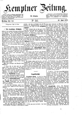 Kemptner Zeitung Freitag 16. Juni 1871