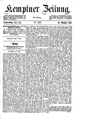 Kemptner Zeitung Donnerstag 10. August 1871