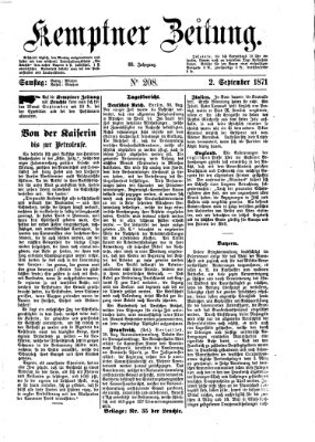 Kemptner Zeitung Samstag 2. September 1871