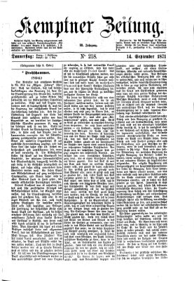 Kemptner Zeitung Donnerstag 14. September 1871