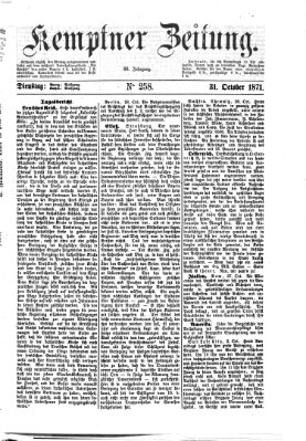 Kemptner Zeitung Dienstag 31. Oktober 1871