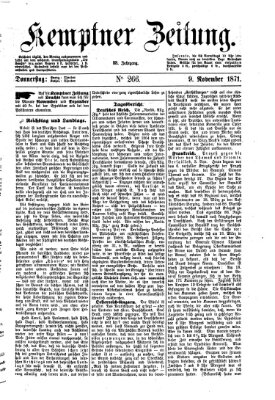 Kemptner Zeitung Donnerstag 9. November 1871