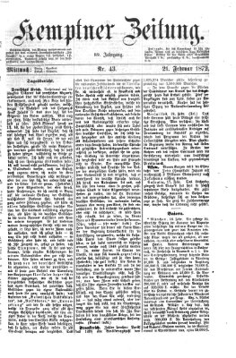 Kemptner Zeitung Mittwoch 21. Februar 1872