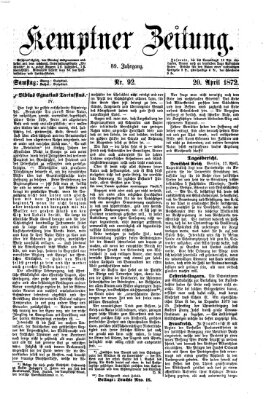 Kemptner Zeitung Samstag 20. April 1872