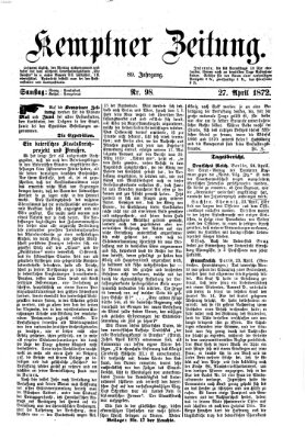 Kemptner Zeitung Samstag 27. April 1872